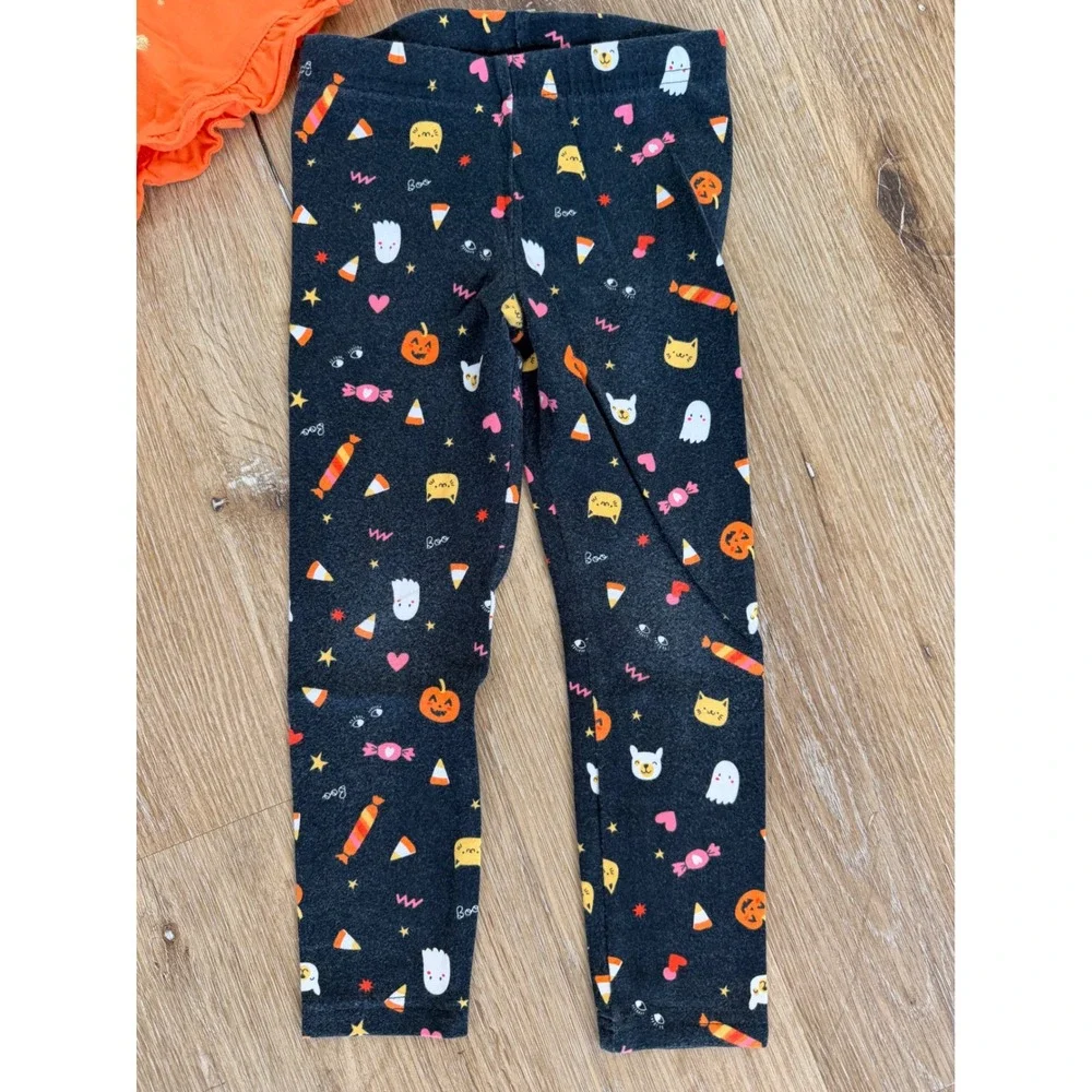 Carter's Whimsygoth Halloween Outfit Set Kids 4T Orange Black Graphic Ruffle